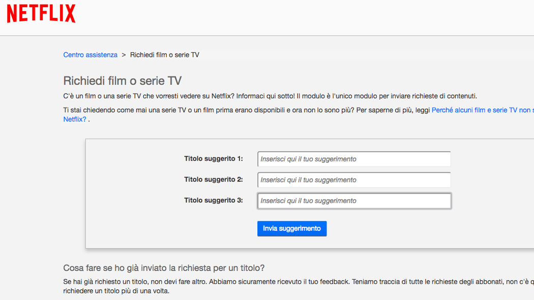 Come chiedere una serie a netflix