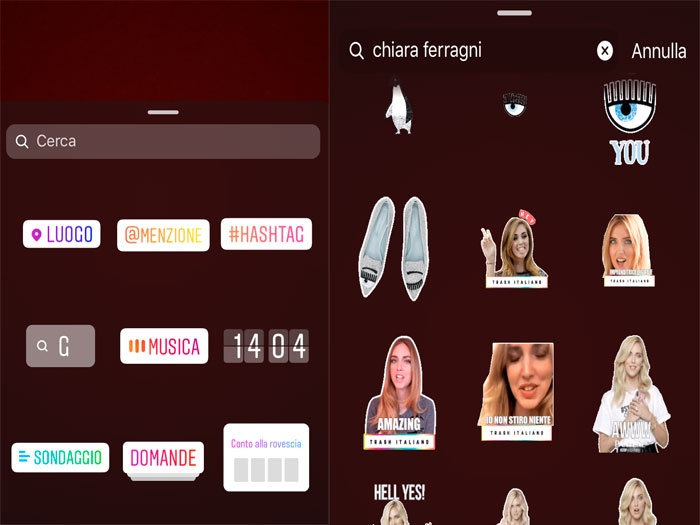 Come trovare gif nelle storie di Instagram