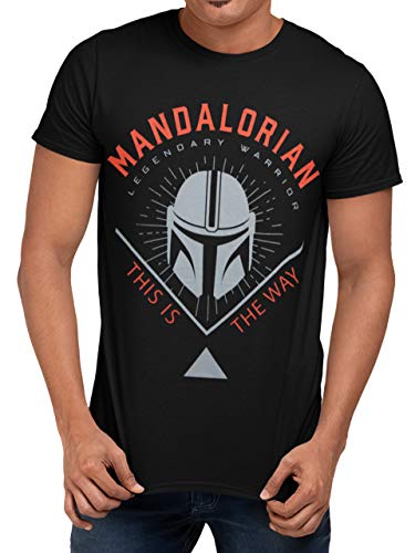 Star Wars Camiseta para Hombre The Mandalorian Negro Large