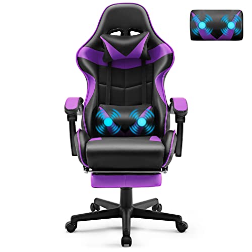 Soontrans Silla Gaming con Masajeador, Gamer con Reposapiés Reposacabeza,...