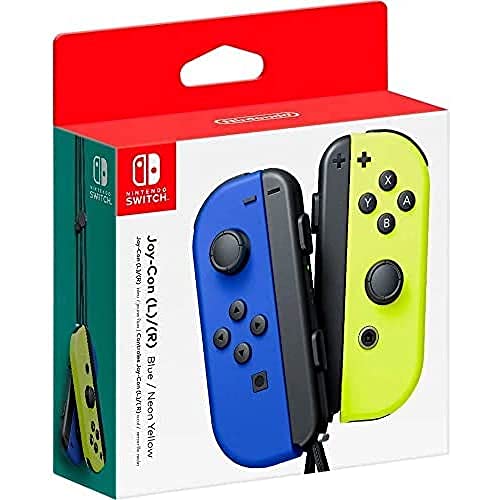 Par de mandos Joy-Con de Nintendo Switch, azul izquierdo y amarillo neón...