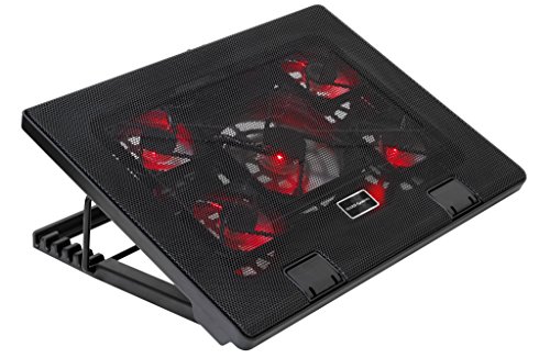 MARSGAMING MNBC2, Base PC, 5 Ventiladores, LED Roja, 2 x USB 2.0, 17.35', Negro