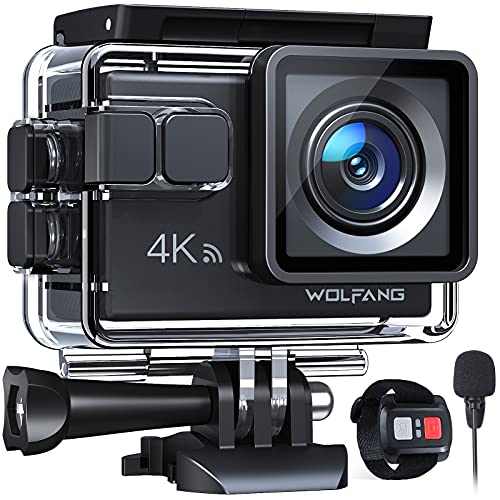 WOLFANG Cámara Deportiva GA100 4K 30FPS, Videocámara de Casco WiFi de 20MP con...